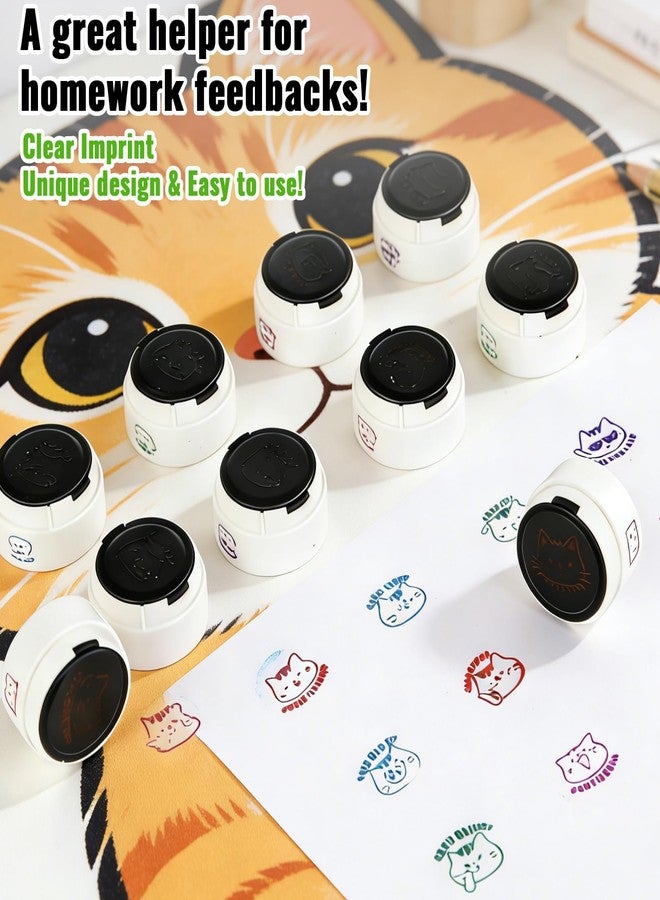 WEJOIN 5-Layer Stackable Self Inking Teacher Stamps, Cute Cat Design & Colorful Ink, Fun Grading Stamps for Encouragement, Classroom Must Haves for Elementary Teachers - Image 3
