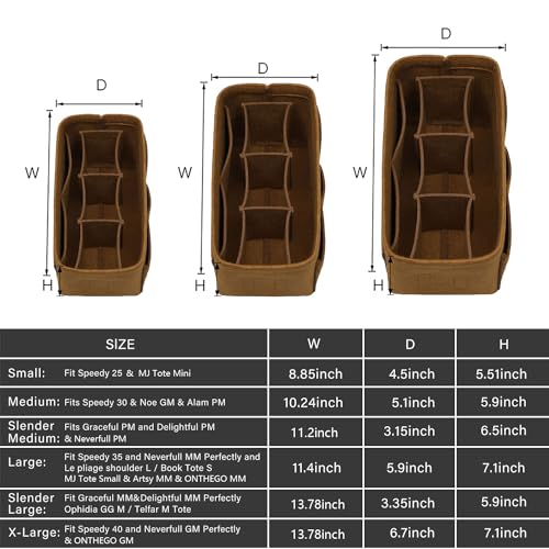 ZTUJO Purse Organizer Insert, Felt Bag Organizer For Handbag Purse Organizer,13 Colors, 6 Size (Small, Light Coffee) - Image 2