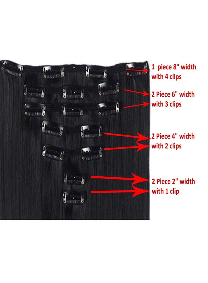 إستيل 7 قطع 16 مشابك 23 بوصة إلى 24 بوصة سميكة مجعد مستقيم كامل الرأس كليب في لحمة مزدوجة وصلات شعر طبيعي أسود مجعد - Image 3