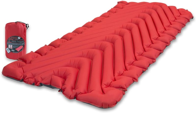 Klymit Insulated Static V Luxe Inflatable Sleeping Pad for Camping, Lightweight Hiking and Backpacking Air Bed For Cold Weather,Red - Image 1