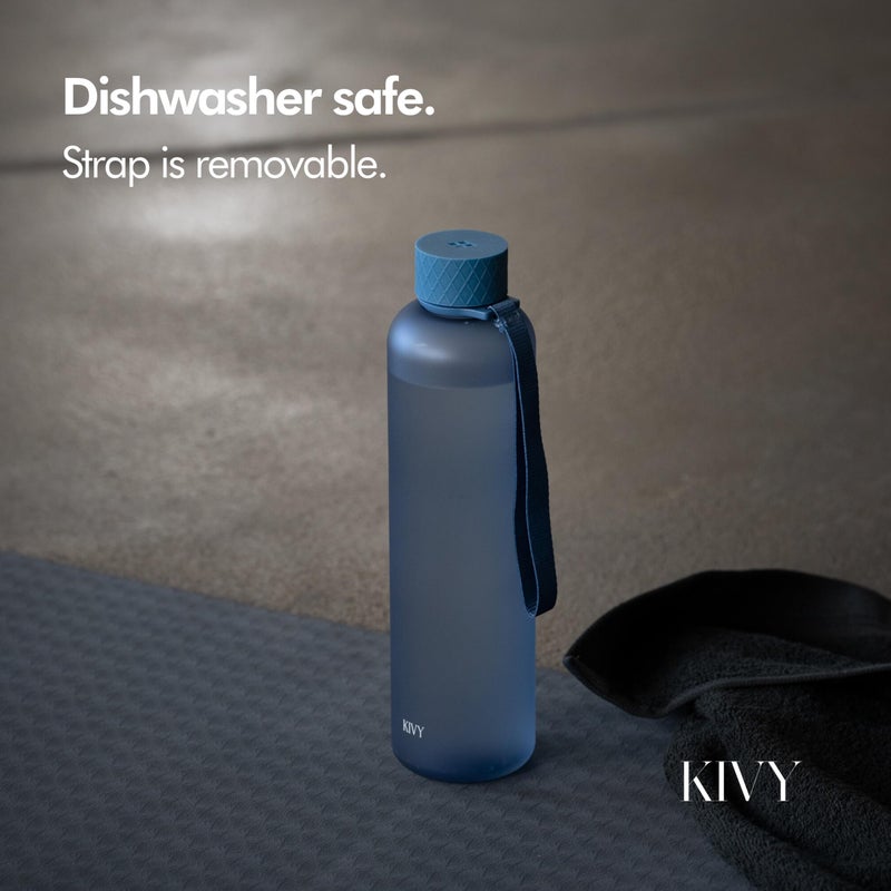 KIVY Slim Water Bottle 32oz [Lightweight & Shatterproof] Fits Backpack & Cupholder for Travel, Sports, School - Blue water bottle no straw - Cute aesthetic water bottles screw top - Dishwasher Safe - Image 3