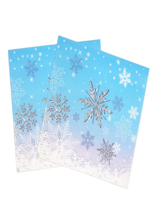 Dulousia Christmas Snowflake Dinner Napkins, Disposable Blue Luncheon Paper Napkins Snow Theme Party Decorations, Birthday Beverage Napkin, Winter Celebration Supplies, Unfolded 13x13in, 40Ct - Image 1