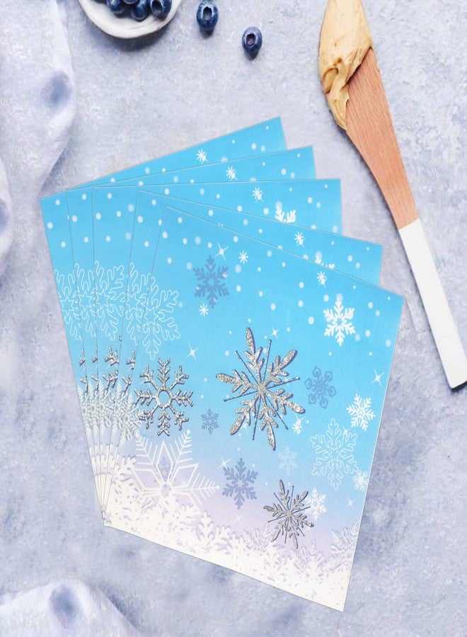Dulousia Christmas Snowflake Dinner Napkins, Disposable Blue Luncheon Paper Napkins Snow Theme Party Decorations, Birthday Beverage Napkin, Winter Celebration Supplies, Unfolded 13x13in, 40Ct - Image 3