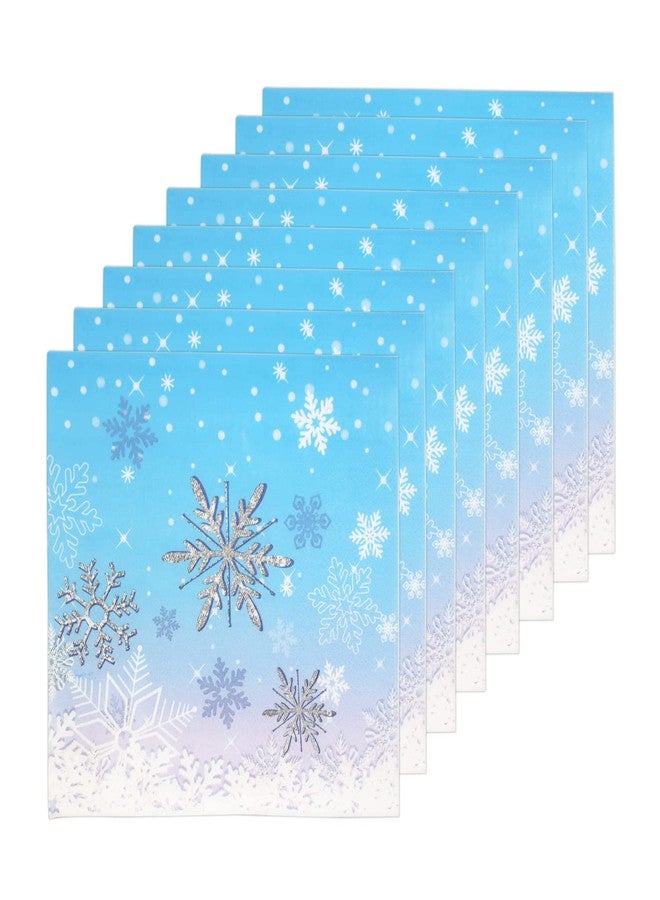 Dulousia Christmas Snowflake Dinner Napkins, Disposable Blue Luncheon Paper Napkins Snow Theme Party Decorations, Birthday Beverage Napkin, Winter Celebration Supplies, Unfolded 13x13in, 40Ct - Image 5