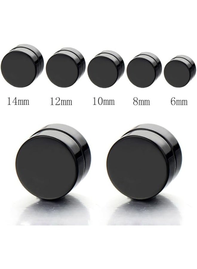 Bluelans 2pcs Magnetic Black Circle Stud Earrings for Men Women, Non-Piercing Clip On Cheater Fake Ear Gauges - Image 4