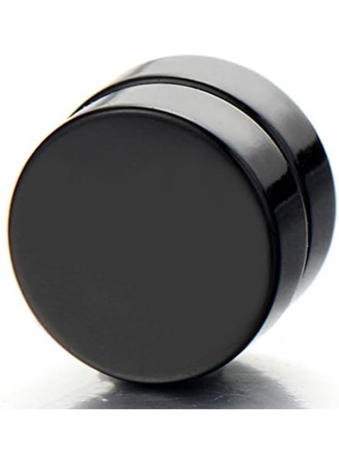 Bluelans 2pcs Magnetic Black Circle Stud Earrings for Men Women, Non-Piercing Clip On Cheater Fake Ear Gauges - Image 2