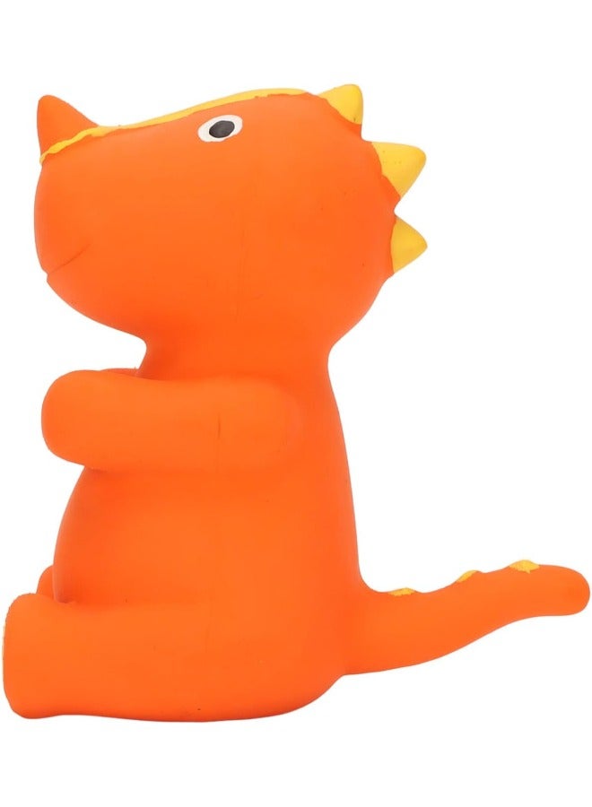 Petsary Squeaky Dinosaur Dog Pet Toy Latex Molar Squeaky Animal Dog With 1 pcs ID Tag (Orange Ceratopsian) - Image 2