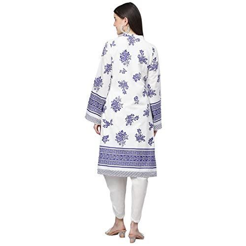 Divena White Floral Printed Straight Kurta With tulip pant - Image 4