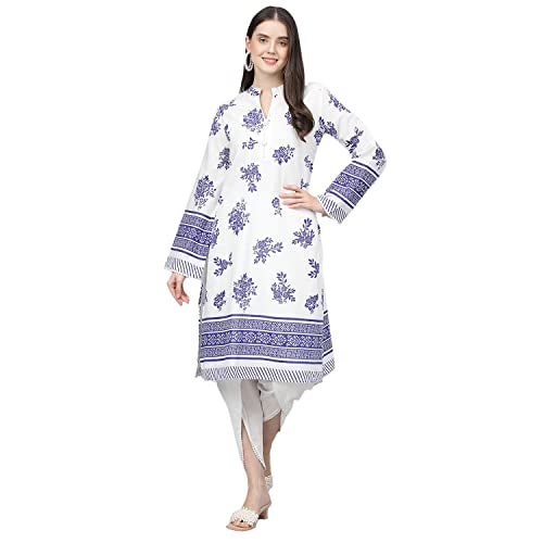 Divena White Floral Printed Straight Kurta With tulip pant - Image 1