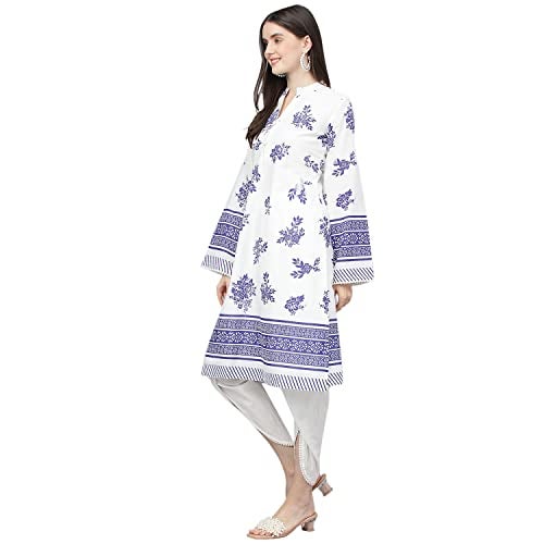 Divena White Floral Printed Straight Kurta With tulip pant - Image 3