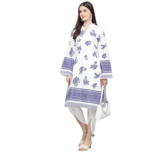 Divena White Floral Printed Straight Kurta With tulip pant - Image 5