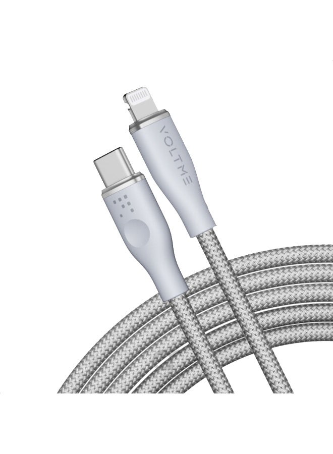 فولتمي سلك شاحن فولتمي سلسلة روج مظفر من USB-C إلى آيفون بطول 2 م وبقوة 30 واط - رمادي - Image 1