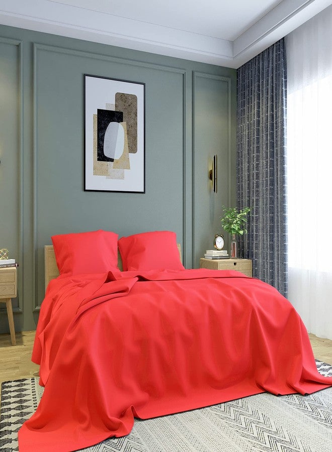 Belvostum Homes 144 TC 100% Microfiber Super Solid Plain Bedsheet Double Bed with 2 Pillow Covers (Solid Red, Double Bed) - Image 4