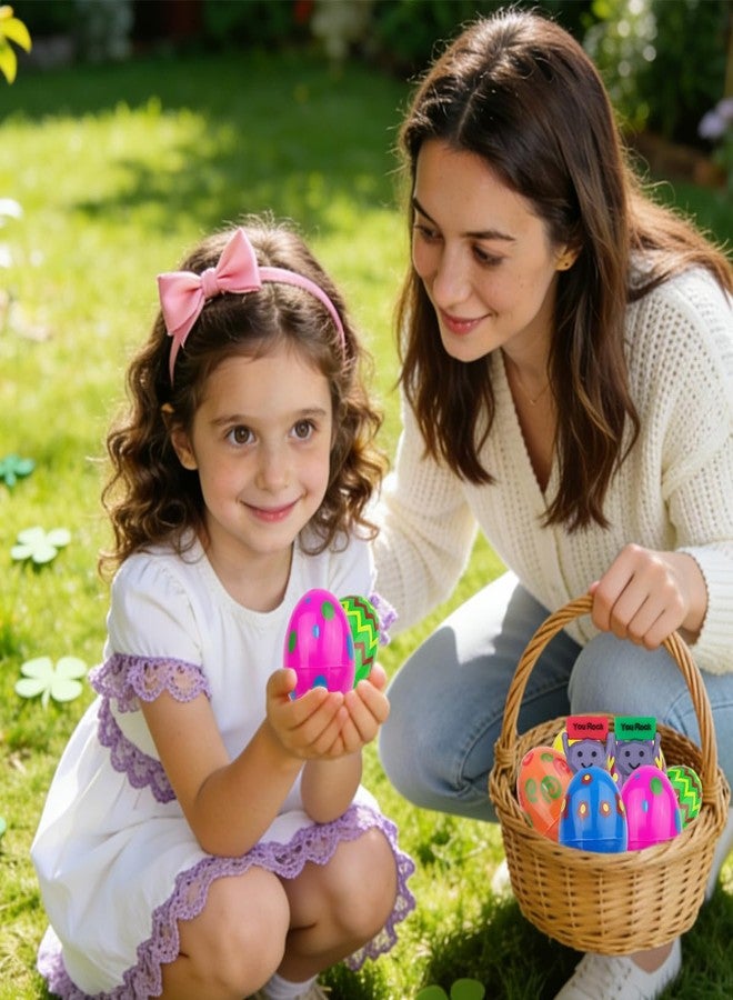 OCBTOW 24 Pack Prefilled Easter Eggs with Mini Rubber You Rock Toys Inside Positive Mini Figures for Kids Girls Boys Easter Basket Stuffers Gifts Party Favors - Image 4