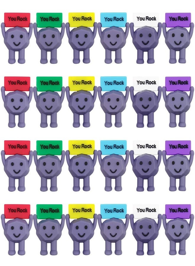 OCBTOW 24 Pack Prefilled Easter Eggs with Mini Rubber You Rock Toys Inside Positive Mini Figures for Kids Girls Boys Easter Basket Stuffers Gifts Party Favors - Image 2