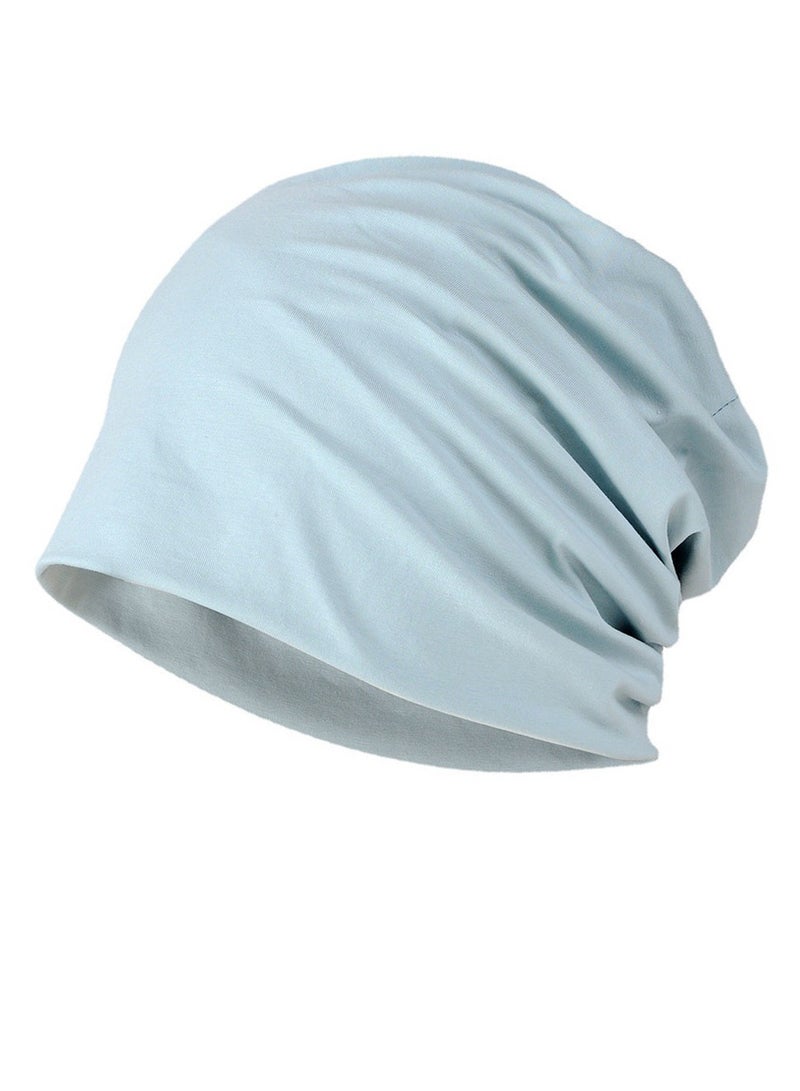 Infinity Scarf Headwear Cap Solid Color Beanie Hat Pale Blue 