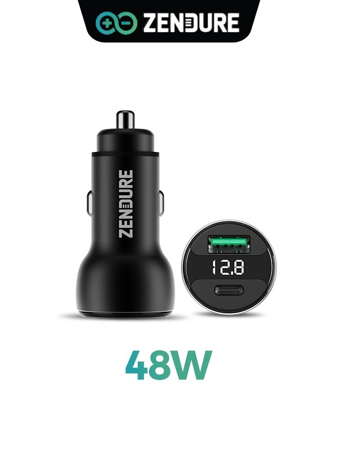 ZENDURE 48W Car Charger SuperDrive | Dual Port Car Charger (USB-C PD + USB-A QC3.0) | Fast & Safe Car Charging Adapter for iPhone 17/16 /15/14 Series, Samsung Galaxy , iPad Pro, AirPods, Huawei and More  | LED Indicator Black - Image 1