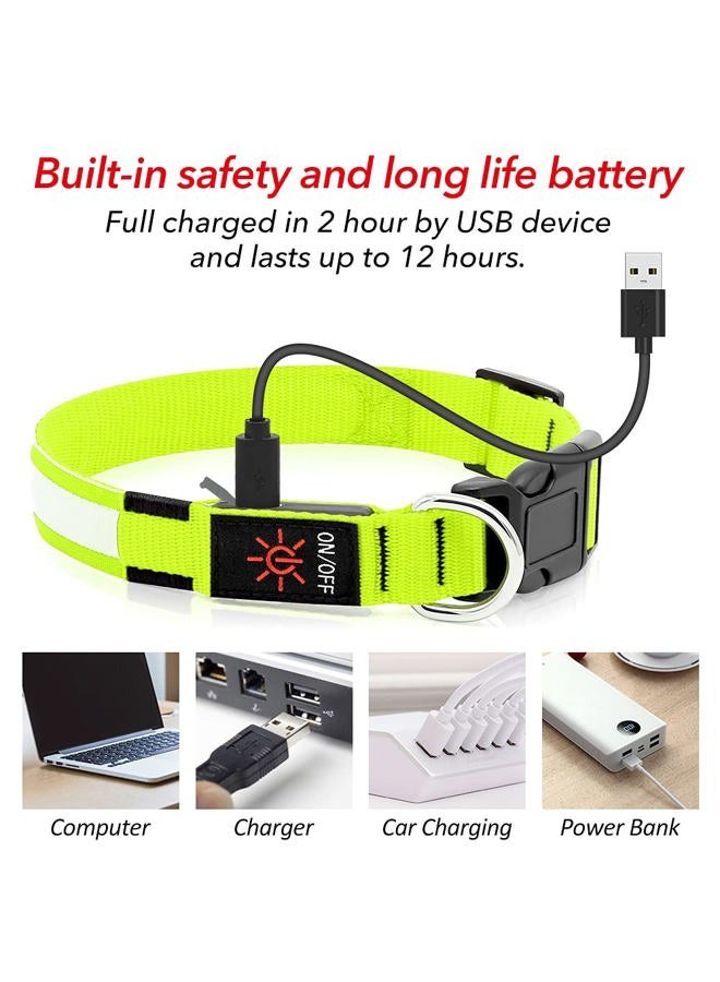 BSEEN Light Up Dog Collars - Rechargeable Puppy Collar, Adjustable Dog Glow Collar, Reflective Pet Collar, Glowing Dog Lights for Night Walking (Neon Green, Small) - Image 4