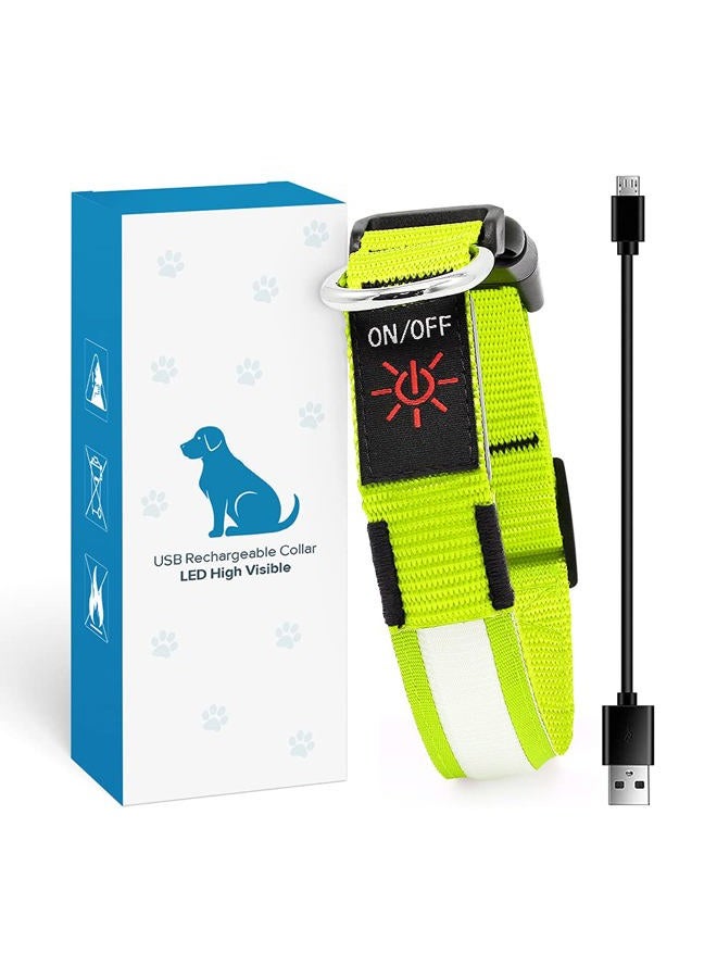 BSEEN Light Up Dog Collars - Rechargeable Puppy Collar, Adjustable Dog Glow Collar, Reflective Pet Collar, Glowing Dog Lights for Night Walking (Neon Green, Small) - Image 1