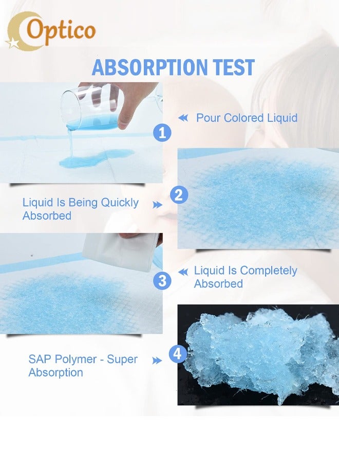 Optico Disposable Changing Pads Baby Disposable Underpads Waterproof Diaper Changing Pad Baby Disposable Underpad Incontinence Changing Pad Baby Diapers Newborn Pads Soft Breathable Waterproof Leak Proof Quick Absorb - Image 3