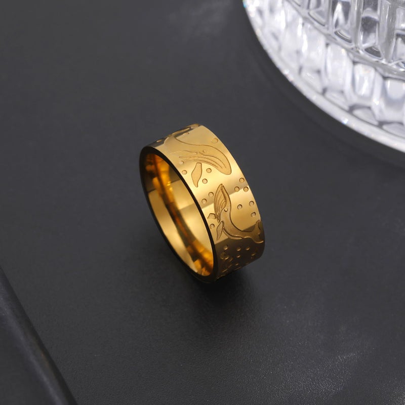 Gold Stainless Steel Marine Life Ring Ocean Animal Jewelry For Women Men - Image 3