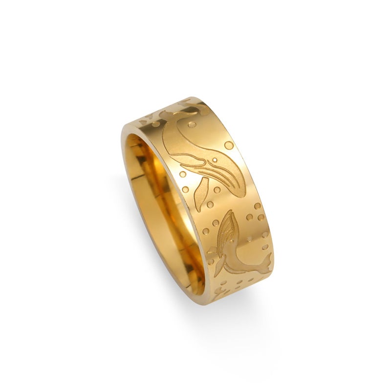 Gold Stainless Steel Marine Life Ring Ocean Animal Jewelry For Women Men - Image 2