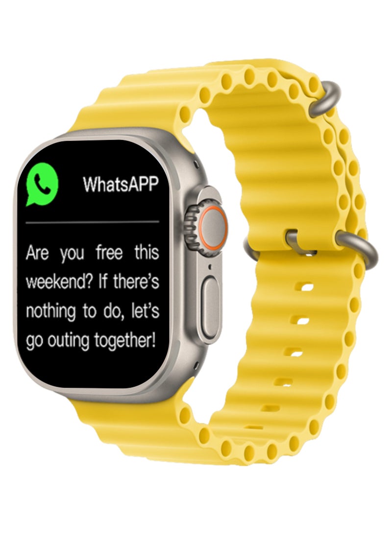 AROAQ T900 Ultra Wireless Charging New Features Super Fast Latest Smart Watch Yellow - Image 1