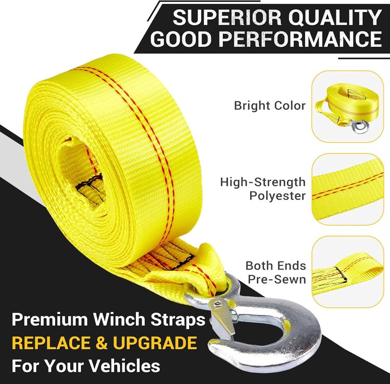 CarBole Trailer Winch Strap with Hook 2" x 20' Breaking Strength 10000 lb Heavy Duty Winch Strap Replacement for Large Boat,Jet Ski,Wave Runner Yellow - Image 3