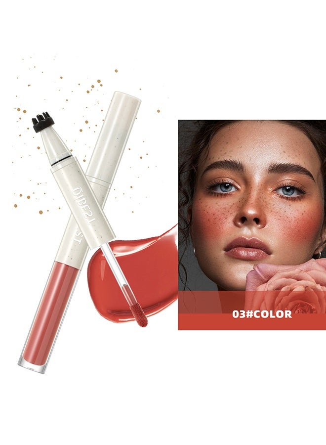 كيو آي بست قلم نمش الخدود - 2 في 1 بني فاتح، قلم ختم نمش صناعي، أحمر خدود سائل وردي ناعم لمكياج صيفي مشمس، طبيعي وواقعي مقاوم للماء طويل الأمد يجف بسرعة، قلم تلوين نمش صناعي #02 - Image 2