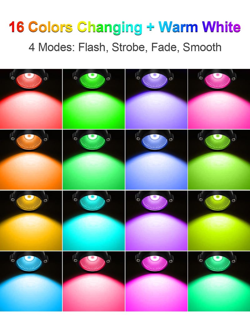 ZUCKEO 12W RGB Low Voltage Landscape Lights, LED Color Changing Landscape Lighting, IP66 Waterproof Outdoor Spotlight, 12V 24V Christmas Decorative Light for Yard Garden Path(12Pack) - Image 3