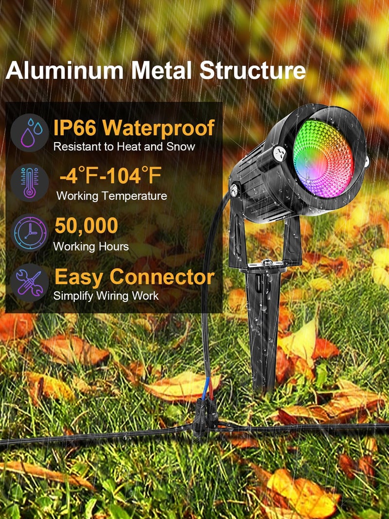 ZUCKEO 12W RGB Low Voltage Landscape Lights, LED Color Changing Landscape Lighting, IP66 Waterproof Outdoor Spotlight, 12V 24V Christmas Decorative Light for Yard Garden Path(12Pack) - Image 2