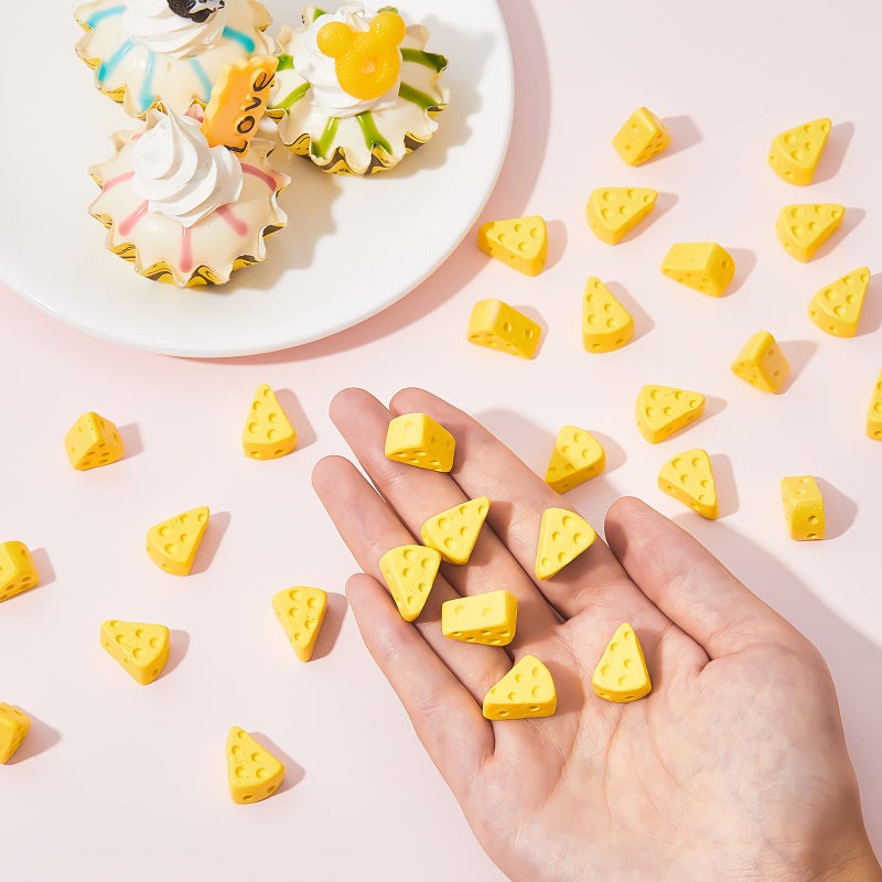 Gejoy 50 Pieces Miniatures Food Cheese Toy Halloween Decoration Mini Fake Cheese for Dollhouse Accessories Models for Kitchen Decoration DIY Accessory - Image 4