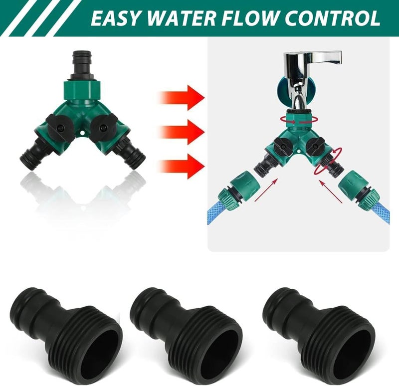 HASTHIP® Splitter 2 Way for Tap and Splitter Garden Irrigation, ABS 3 Way Valve with Separate Switch, Suitable for 1/2 inch Water Tap Connectors - Image 4