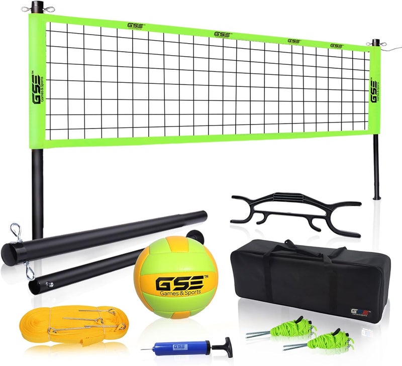 GSE Games & Sports Expert Outdoor Yard Sports Net Game Set for Backyards, Parks, Beach, Lawn. Volleyball Set, Badminton Set OR Volleyball & Badminton Combo Set Available - Image 1