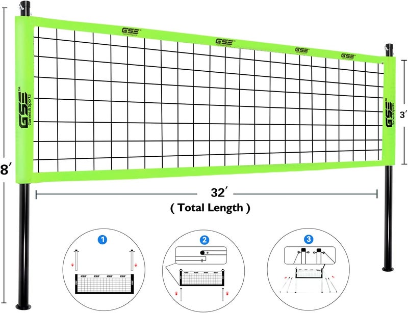 GSE Games & Sports Expert Outdoor Yard Sports Net Game Set for Backyards, Parks, Beach, Lawn. Volleyball Set, Badminton Set OR Volleyball & Badminton Combo Set Available - Image 2