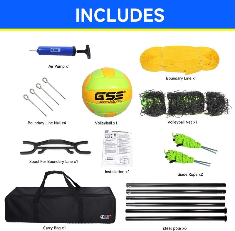 GSE Games & Sports Expert Outdoor Yard Sports Net Game Set for Backyards, Parks, Beach, Lawn. Volleyball Set, Badminton Set OR Volleyball & Badminton Combo Set Available - Image 3