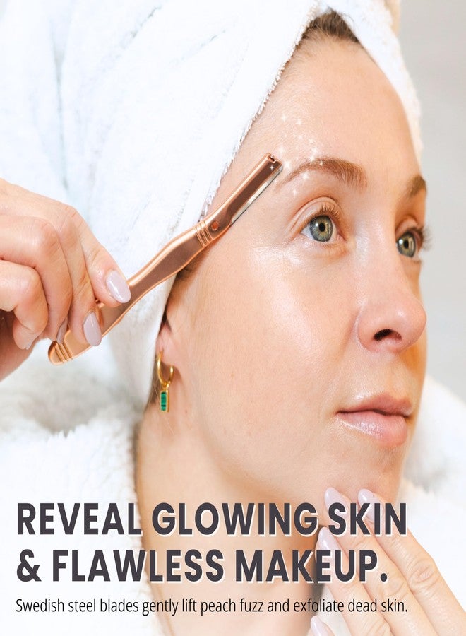 Jungle Culture Dermaplaning Tool - Facial Razor for Women with 5 Refill Blades - Reusable Eyebrow Shaper & Exfoliator - Rose Gold - Image 2