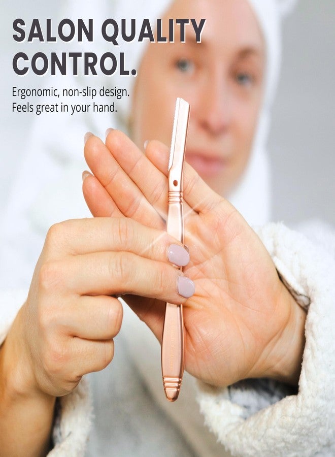 Jungle Culture Dermaplaning Tool - Facial Razor for Women with 5 Refill Blades - Reusable Eyebrow Shaper & Exfoliator - Rose Gold - Image 3