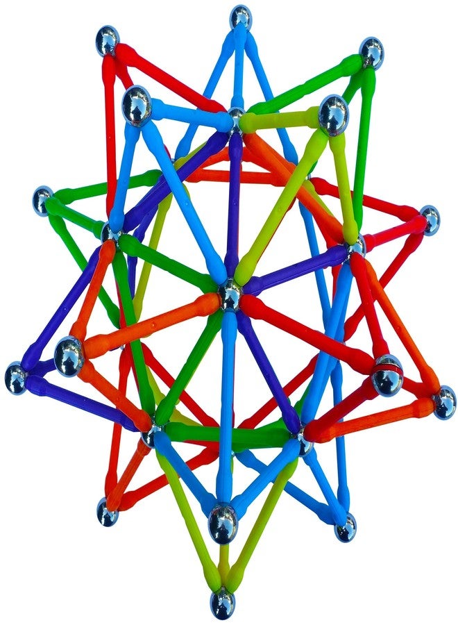 Magz Super 300 Magnetic Building Set consisting of 176 magnetized rods (2.3" Long) and 124 Nickel Plated Steel Balls (0.5" in Diameter) in a Wooden Box, Offered - Image 1