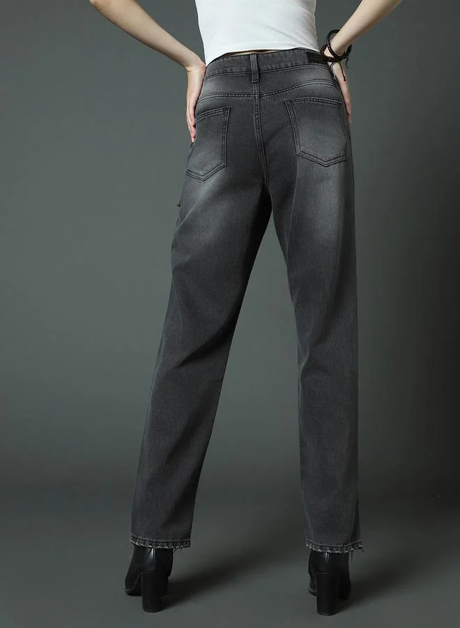 HIGH STAR HIGH STAR High Rise Regular Fit Jeans with Pockets