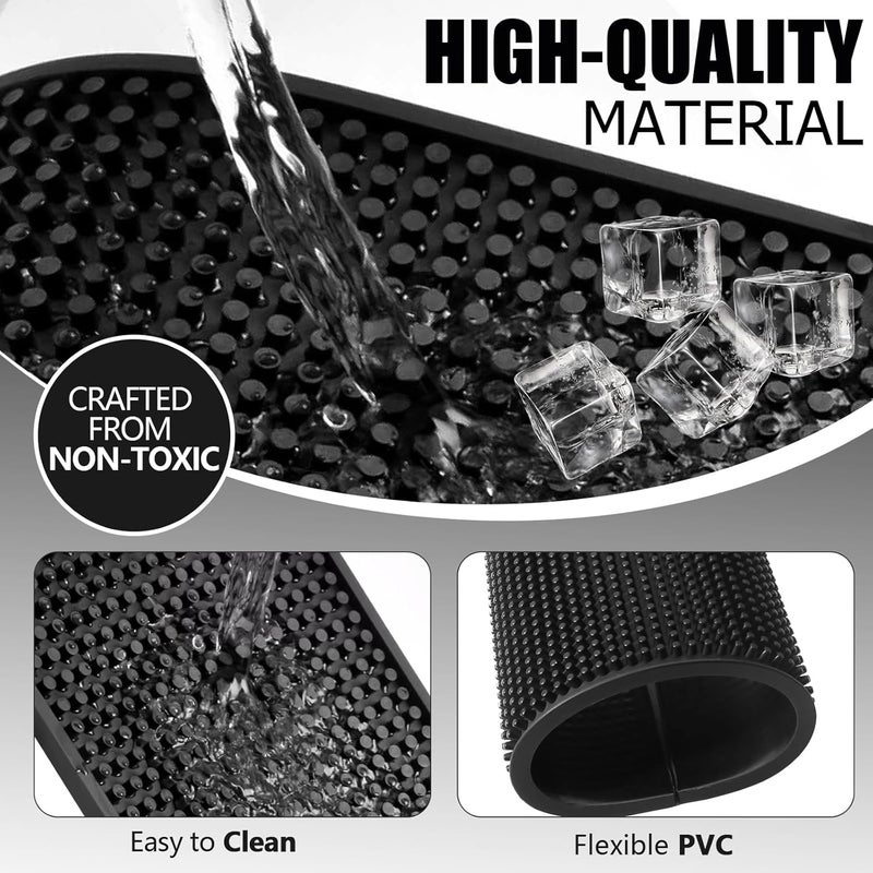 Opfiue حصيرة بار صغيرة 6" × 12"، حصيرة قهوة صغيرة سوداء من PVC، حصائر انسكاب لبارتندر الكوكتيل (1 قطعة) - Image 5