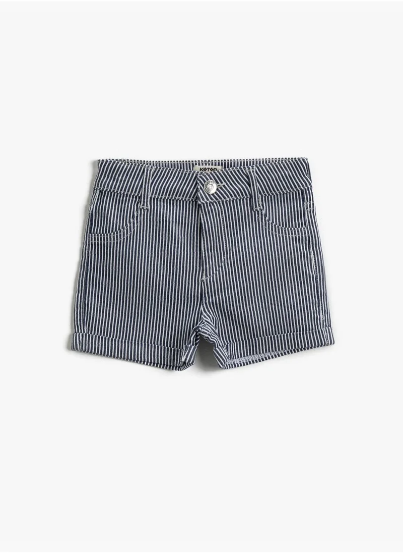 كوتون Stripe Shorts Cotton