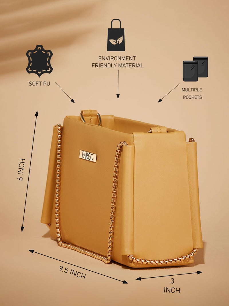Fargo Vegan Leather Women Bucket Sling Bag | Yellow Color - Image 4