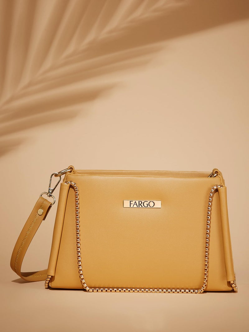 Fargo Vegan Leather Women Bucket Sling Bag | Yellow Color - Image 3