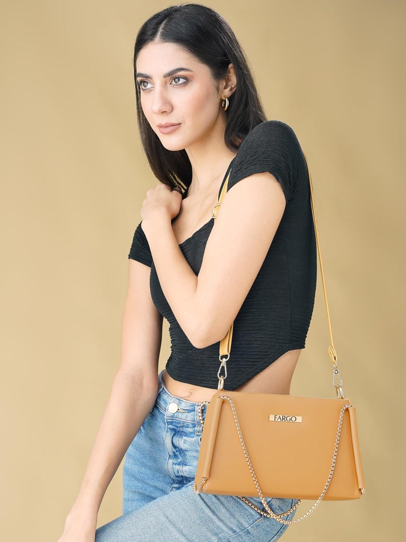 Fargo Vegan Leather Women Bucket Sling Bag | Yellow Color - Image 2