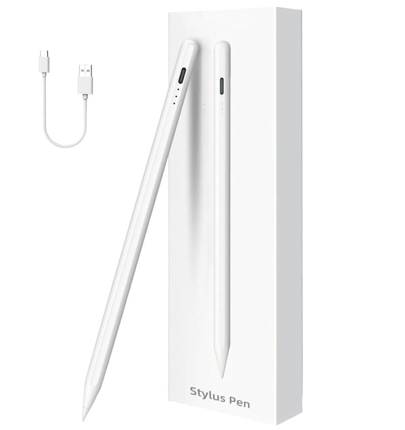 Technoview Stylus Pen for Smartphone/Tablet/iPad/Pro/Air/iPhone/iOS/Android/All Touch Screens Devices, Lightweight, Tilt Sensitivity,Type-C Charging (White) - Image 1
