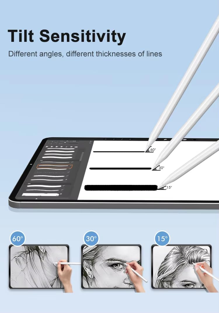 Technoview Stylus Pen for Smartphone/Tablet/iPad/Pro/Air/iPhone/iOS/Android/All Touch Screens Devices, Lightweight, Tilt Sensitivity,Type-C Charging (White) - Image 5
