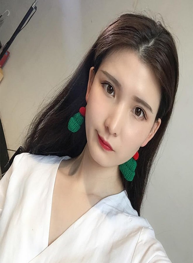 ZMANYIJEW Christmas Knitting Hat Earring for Women New Year Atmosphere Woolen Hat Earrings Winter Wool Earrings Christmas New Year Birthday Party Gift (green) - Image 3