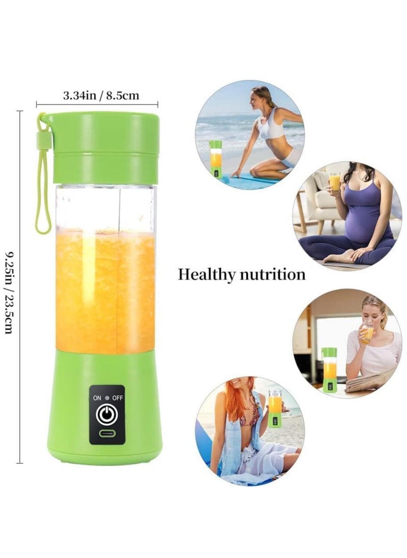 Portable Blender Cup,Electric USB Juicer Blender,Mini Blender Portable Blender For Shakes and Smoothies, Juice,380ml, Six Blades Great for Mixing