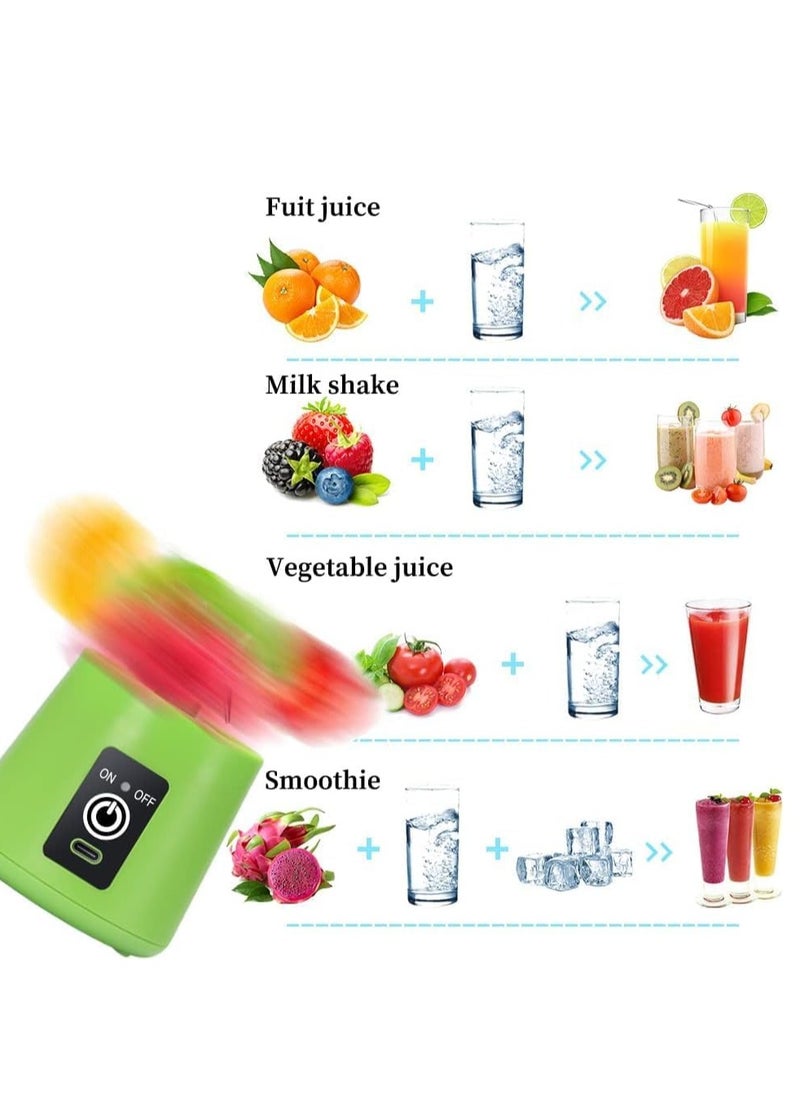 Portable Blender Cup,Electric USB Juicer Blender,Mini Blender Portable Blender For Shakes and Smoothies, Juice,380ml, Six Blades Great for Mixing